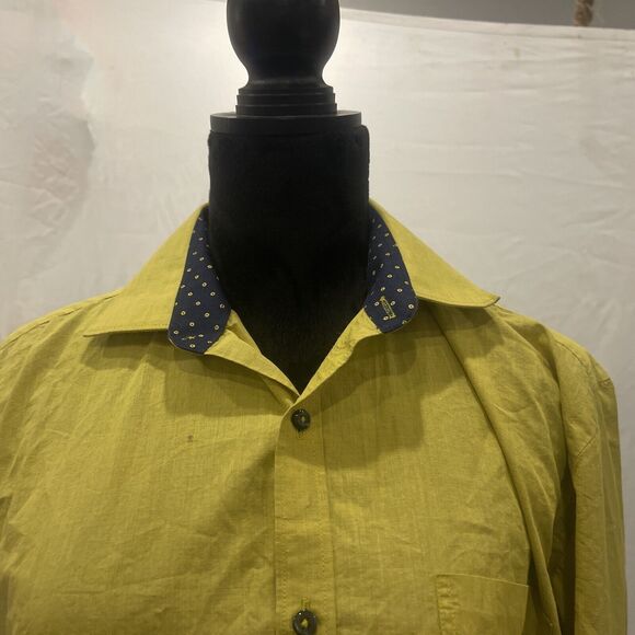 Mens mustard yellow button down shirt Tascawa Bollywood - Picture 2 of 10